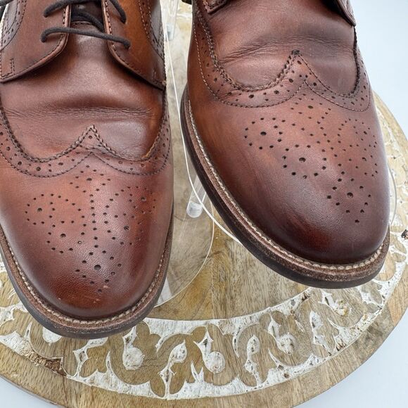 Florsheim Rucci Mens Wingtip Oxford Cognac Leather Dress Shoes 13383-221 10.5 M